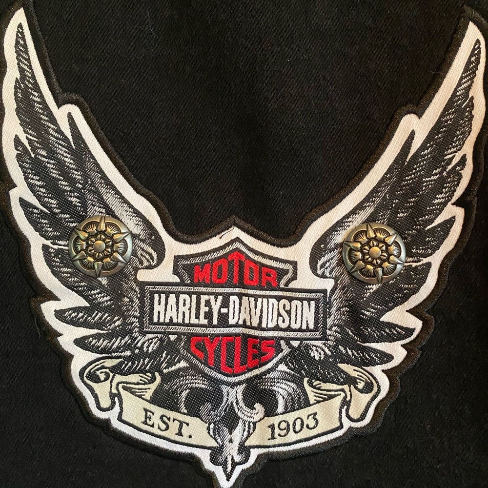 Harley Davidson black demin moto vest